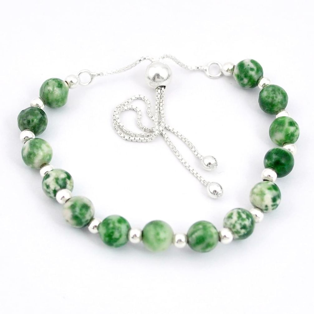 20.49cts adjustable tree agate 925 silver beads bracelet u30201