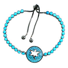 Adjustable blue leaf style beauty turquoise 925 silver tennis bracelet c17010