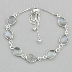 12.01cts adjustable natural grey moonstone 925 silver tennis bracelet u92953