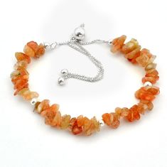 24.06cts adjustable natural orange sunstone rough 925 silver bracelet y1088