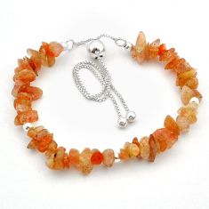22.14cts adjustable natural orange sunstone rough fancy silver bracelet y1084