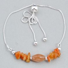 8.81cts adjustable natural pink moonstone calcite 925 silver bracelet u92312