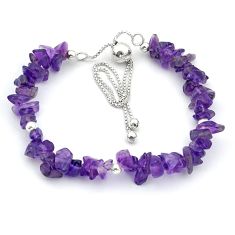 22.81cts adjustable natural purple amethyst rough 925 silver bracelet y1072