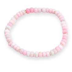 24.22cts adjustable pink opal quartz 925 sterling silver beads bracelet u30175