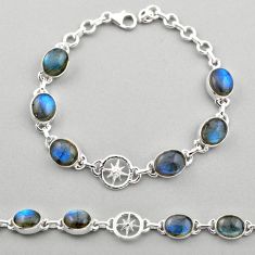 26.42cts amulet star natural blue labradorite oval 925 silver bracelet t89590