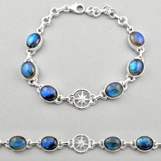 26.38cts amulet star natural blue labradorite oval 925 silver bracelet t89591