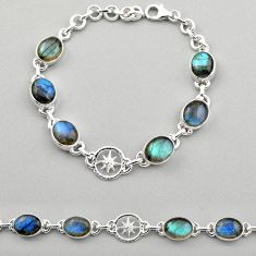 26.79cts amulet star natural blue labradorite oval 925 silver bracelet t89594