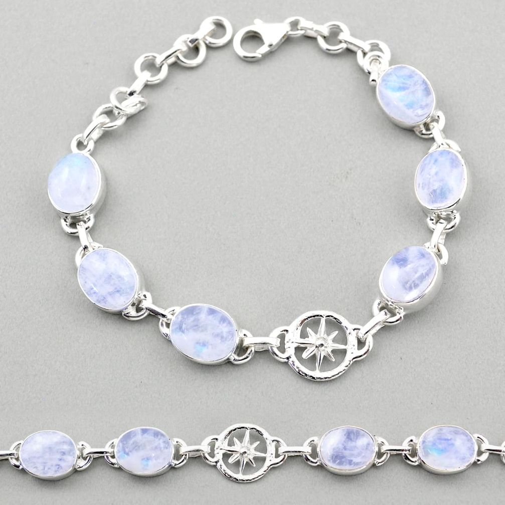 27.18cts amulet star natural rainbow moonstone 925 silver bracelet t89598