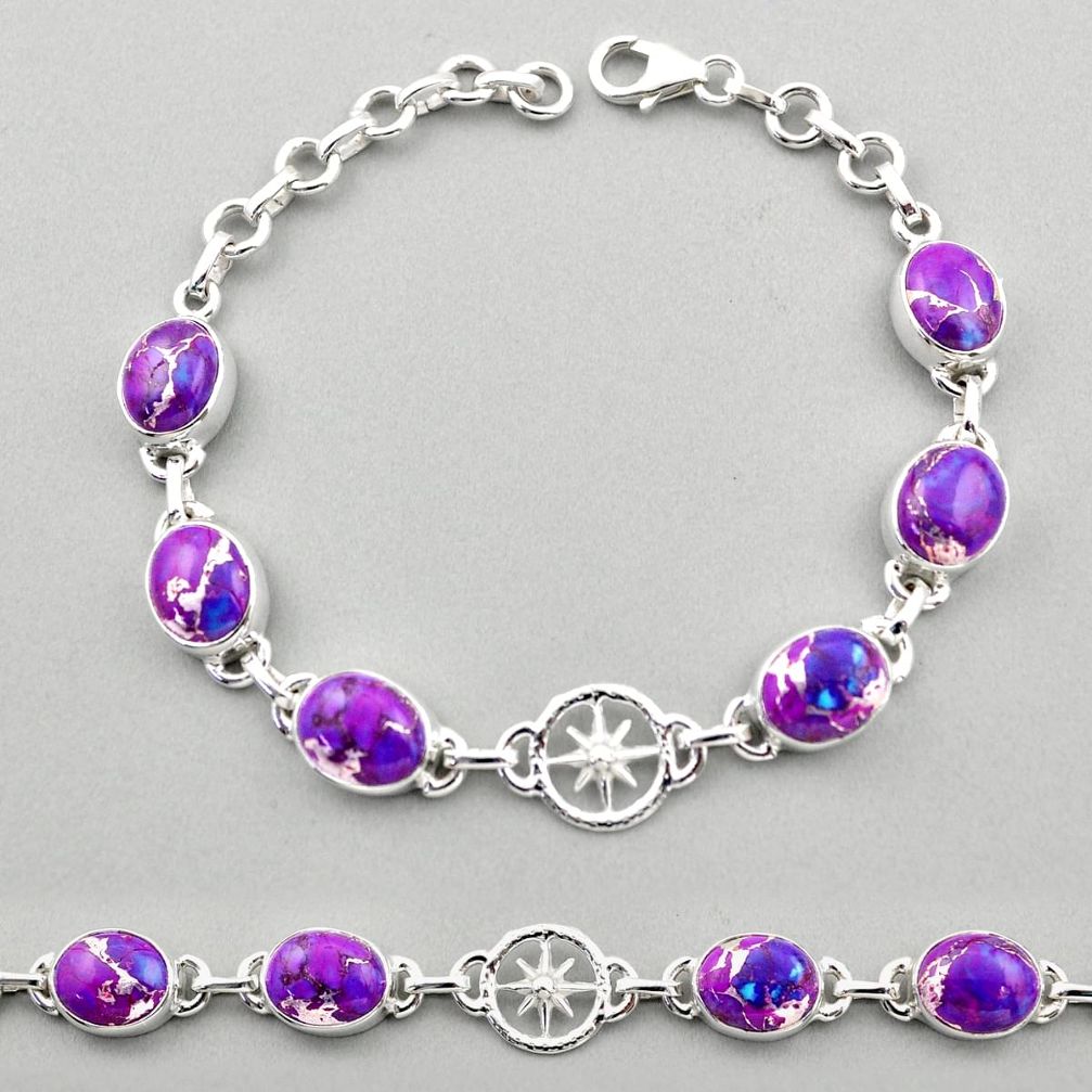 25.15cts amulet star purple copper turquoise 925 sterling silver bracelet t89584