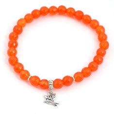 30.62cts birds adjustable orange cornelian quartz silver beads bracelet u30170