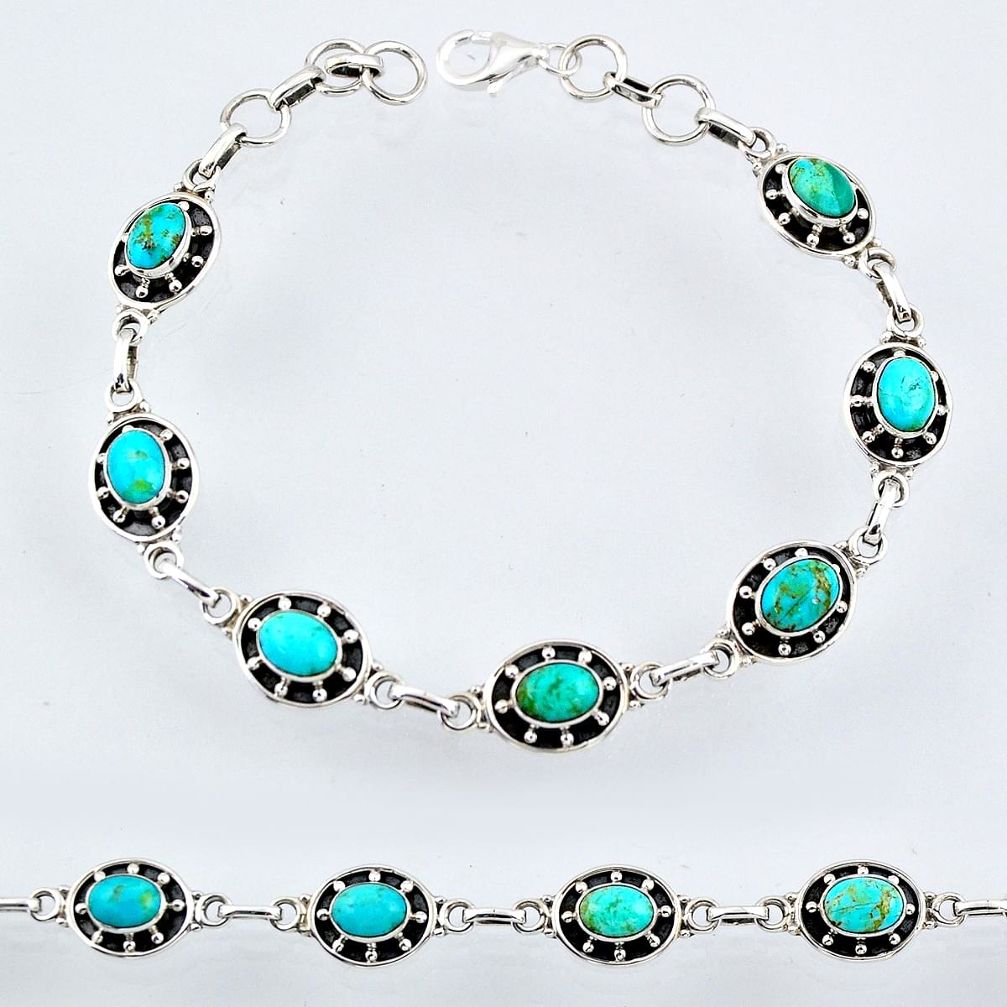 11.62cts blue arizona mohave turquoise 925 silver tennis bracelet r55036