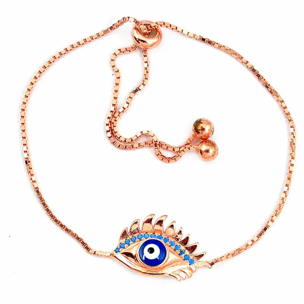 Blue evil eye talismans turquoise 925 silver 14k rose gold bracelet c20572