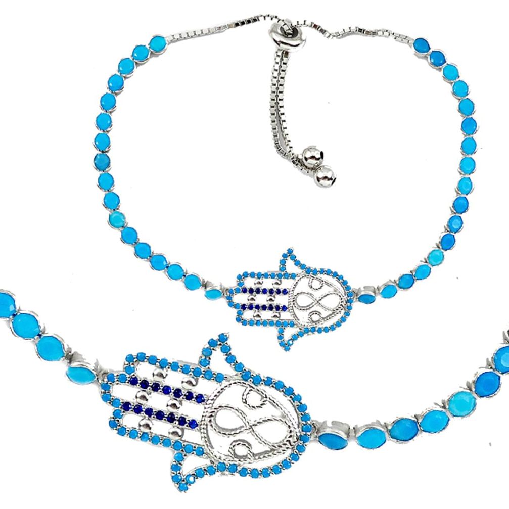 Blue sapphire quartz 925 sterling silver tennis bracelet jewelry a55618 c24979