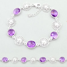 Clearance Sale- 19.68cts checker cut natural amethyst 925 silver circle of life bracelet u36082