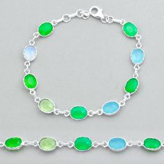 16.86cts checker cut natural aqua chalcedony moonstone silver bracelet y14705