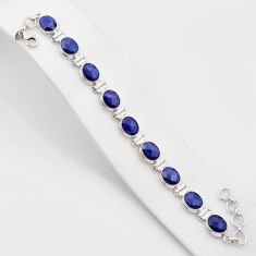 34.91cts checker cut natural blue sapphire 925 sterling silver bracelet u48161