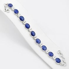 34.93cts checker cut natural blue sapphire 925 sterling silver bracelet u48142