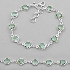 18.70cts checker cut natural green amethyst 925 silver tennis bracelet n28233