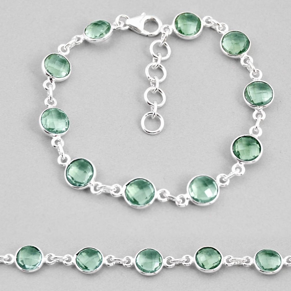 21.14cts checker cut natural green amethyst 925 sterling silver bracelet y57425