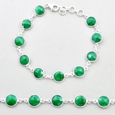 22.65cts checker cut natural green emerald 925 sterling silver bracelet u48955