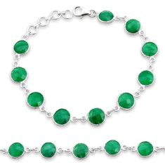 22.65cts checker cut natural green emerald 925 sterling silver bracelet u49019