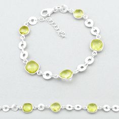 12.22cts checker cut natural lemon topaz 925 silver tennis bracelet u35555