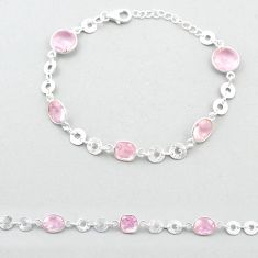 14.57cts checker cut natural pink rose quartz 925 silver bracelet jewelry u49594