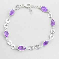 13.97cts checker cut natural purple amethyst 925 sterling silver bracelet u64381