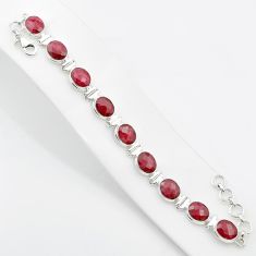 34.91cts checker cut natural red ruby oval 925 sterling silver bracelet u48128
