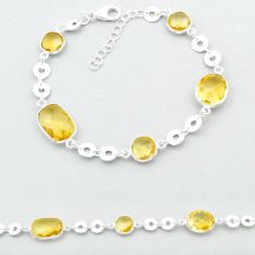 17.08cts checker cut natural yellow citrine 925 silver tennis bracelet u35558