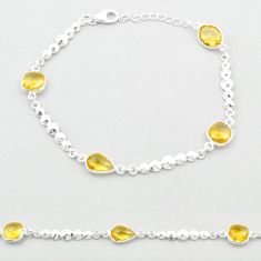 12.46cts checker cut natural yellow citrine 925 sterling silver bracelet u36054