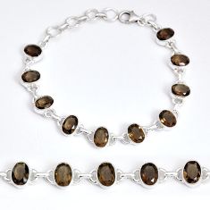 19.79cts faceted brown smoky topaz oval sterling silver tennis bracelet y13409