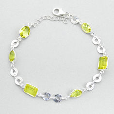11.44cts faceted natural lemon topaz 925 silver tennis bracelet jewelry u64356