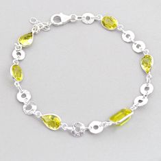 15.37cts faceted natural lemon topaz 925 sterling silver tennis bracelet u71568