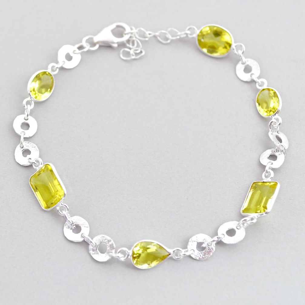 15.82cts faceted natural lemon topaz 925 sterling silver tennis bracelet u71571