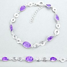 14.27cts faceted natural purple amethyst 925 sterling silver bracelet u68960
