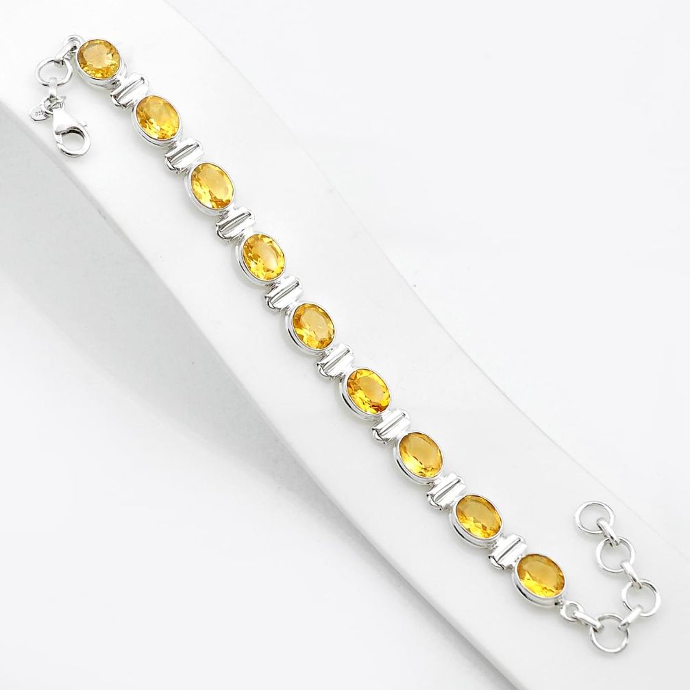 26.50cts faceted natural yellow citrine 925 sterling silver bracelet u48182
