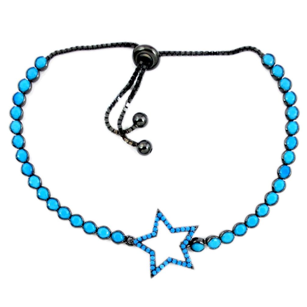 Fine blue turquoise 925 sterling silver tennis bracelet jewelry c17009