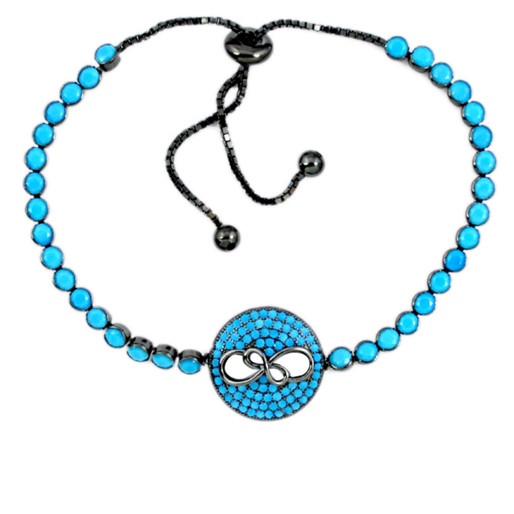 Fine blue turquoise 925 sterling silver tennis bracelet jewelry c16982