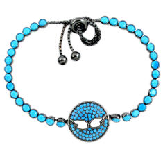 Fine blue turquoise 925 silver tree of life adjustable tennis bracelet c17012