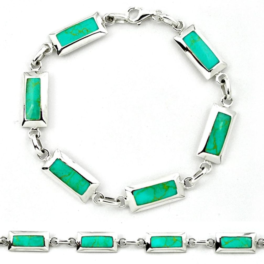 Fine green turquoise enamel 925 sterling silver bracelet jewelry a39597 c13874