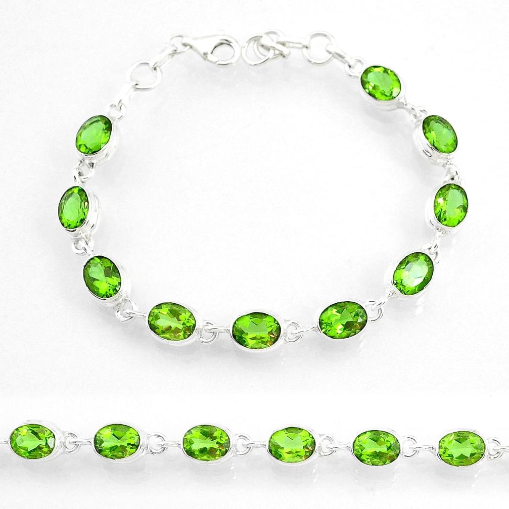 20.59cts green alexandrite (lab) 925 sterling silver tennis bracelet r72986
