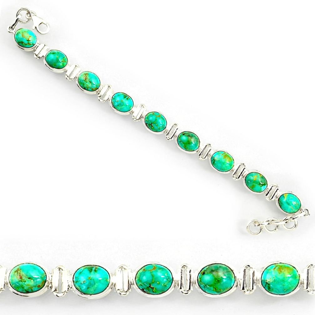 37.88cts green arizona mohave turquoise 925 silver tennis bracelet r27461