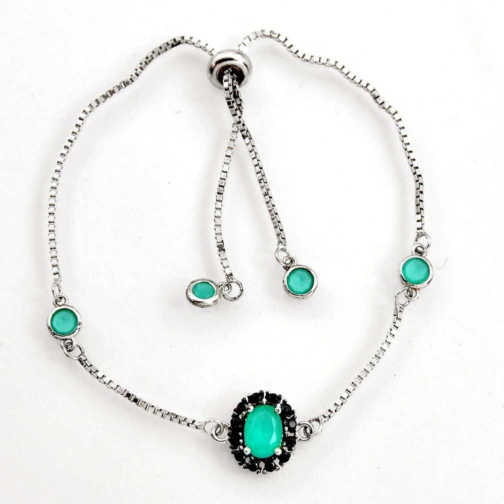 5.13cts green emerald (lab) topaz 925 sterling silver adjustable bracelet c9677