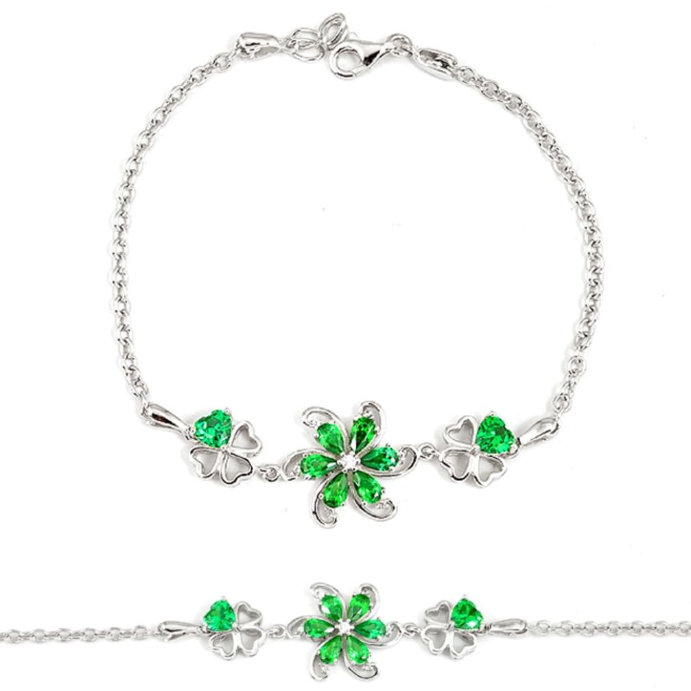 5.62cts green russian nano emerald topaz sterling silver bracelet a30055 c24957