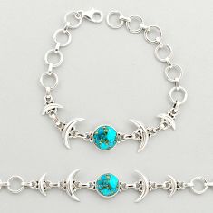 5.51cts half moon blue copper turquoise 925 sterling silver bracelet u24928