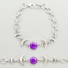 4.97cts half moon purple copper turquoise 925 sterling silver bracelet u24922