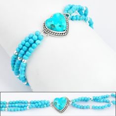Heart BLUE Magnesite silver beads bracelet u30037