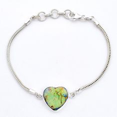 5.31cts heart multi color sterling opal 925 sterling silver bracelet u53845