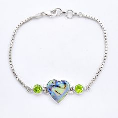 6.35cts heart sterling opal peridot 925 sterling silver bracelet jewelry u53832